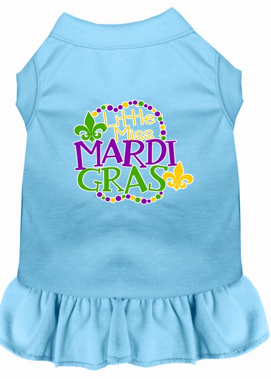 Miss Mardi Gras Screen Print Mardi Gras Dog Dress Baby Blue XXXL